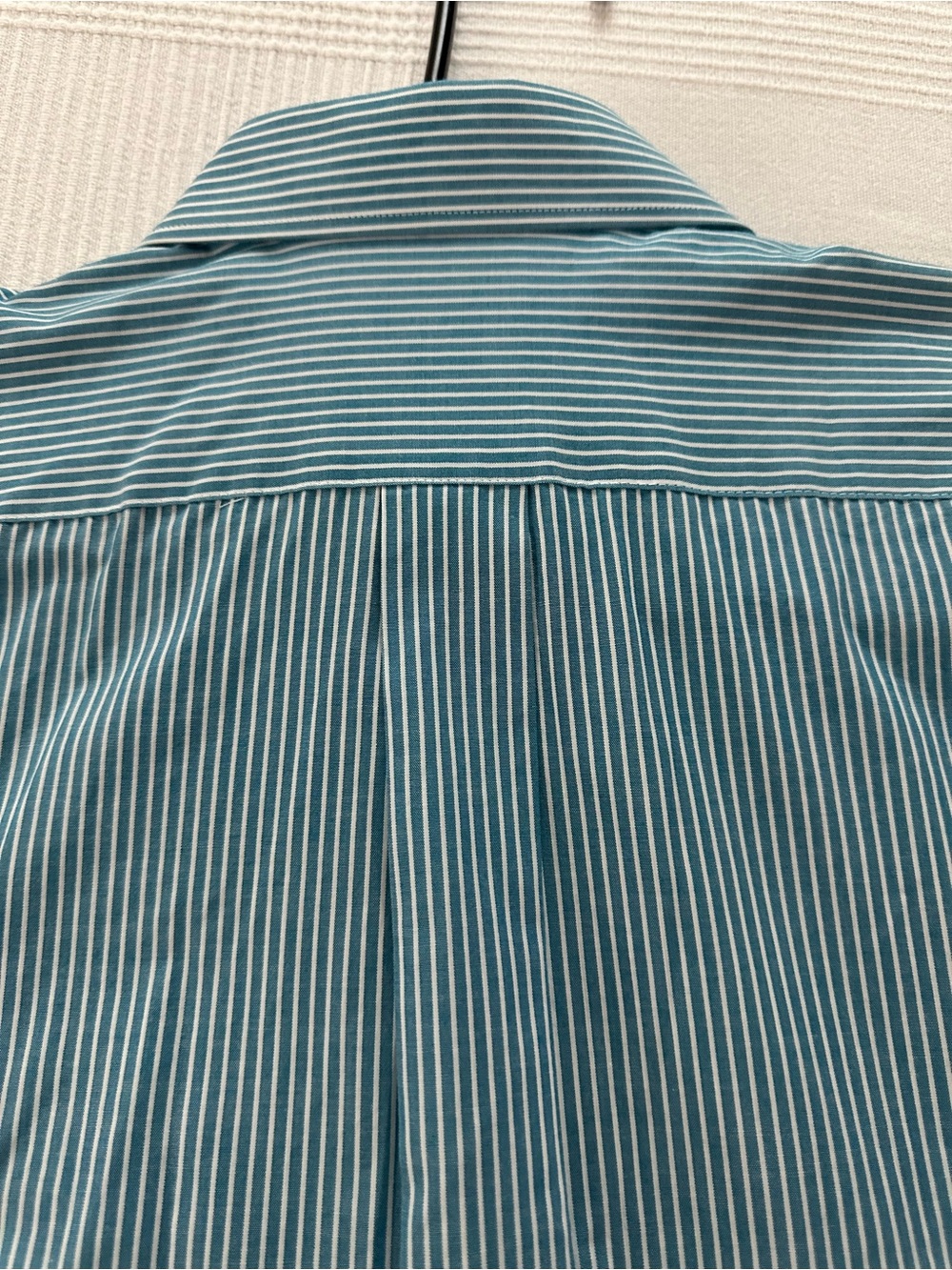 Stafford Teal and White Pinstripe Dress Shirt - Picture 2 of 5